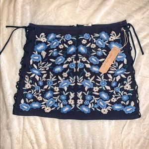 Embroidered Mini Skirt // Never Worn